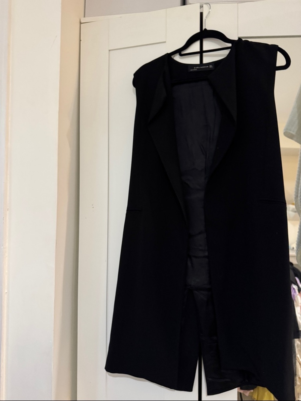 Zara Black Sleeveless Long Blazer Vest